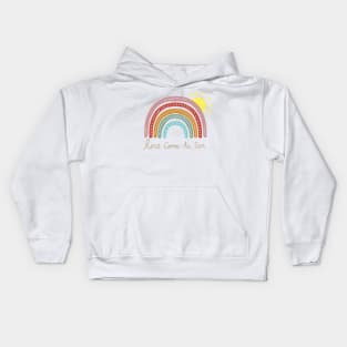 Here Come to Sun Rainbow Pattern Hand Drawing Kids Hoodie